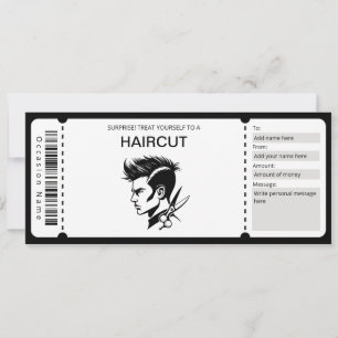 Barber Voucher Template, Haircut Gift Certificate Invitation