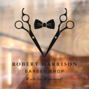 Barber Walk-Ins Barbershop Black Window Cling