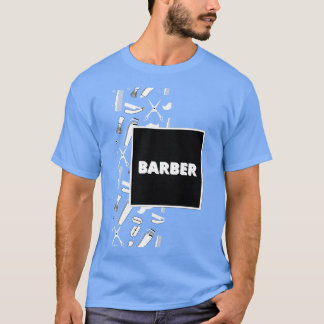 Barber White on Black T-Shirt