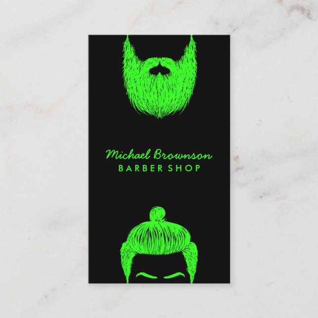 Barber with Hipster logo Business Card (Front)