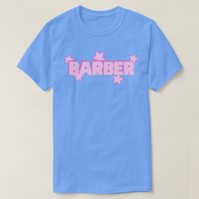 Barber With Pink Stars T-Shirt (Design Front)