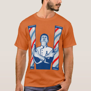 Barber With Pole Hair Clipper and Scissors Retro 2 T-Shirt