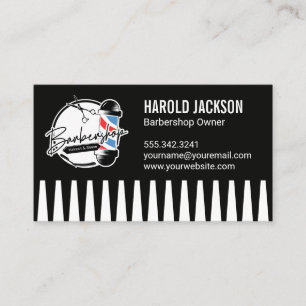 Barberpole Scissors   Comb Business Card