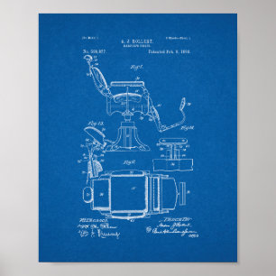 Barber's Chair Patent - Blueprint Poster