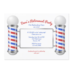 Barber's Pole Retirement Party Invitation