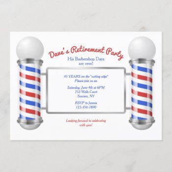 Barber's Pole Retirement Party Invitation by CottonLamb at Zazzle