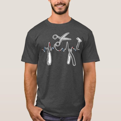Barbers Pole Scissors Hair Clippers Retro Barber T_Shirt