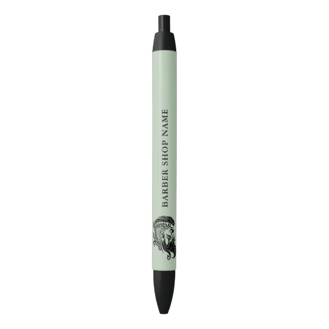 Barbers Shop Black Ornamental Logo Custom Text Pen (Front Vertical)