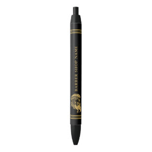 Barbers Shop Gold Ornamental Logo Custom Text Pen