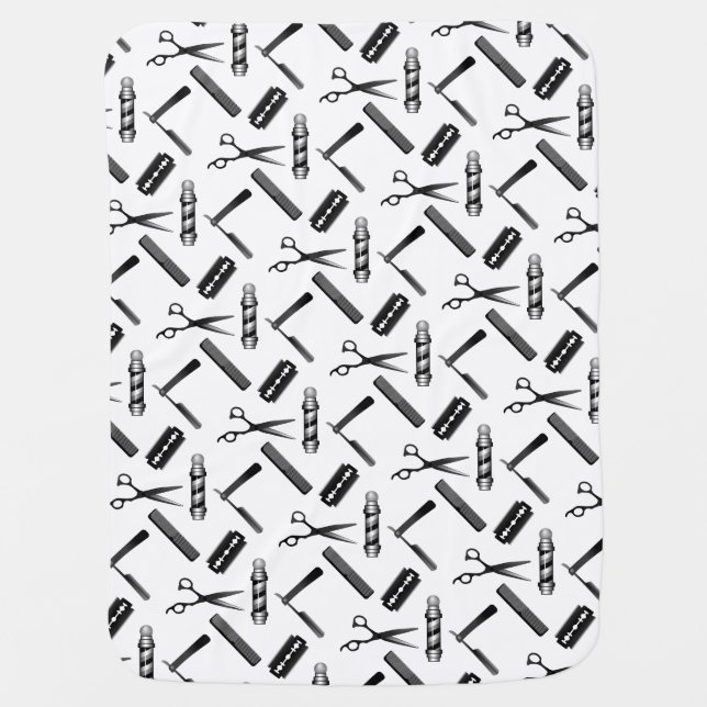 Barber's Shop Pattern Baby Blanket (Front)