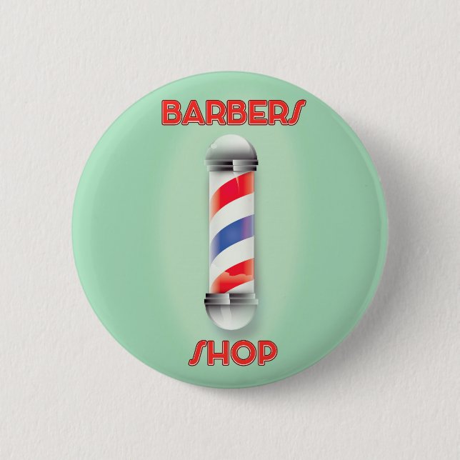 Barbers Shop Vintage Pole Sign Button (Front)
