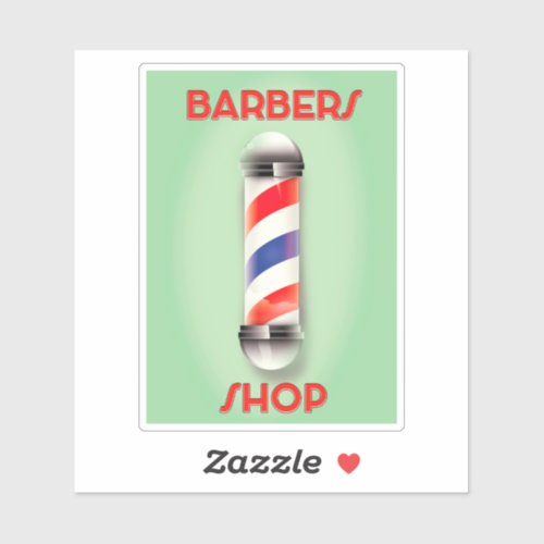 Barbers Shop Vintage Pole Sign Sticker