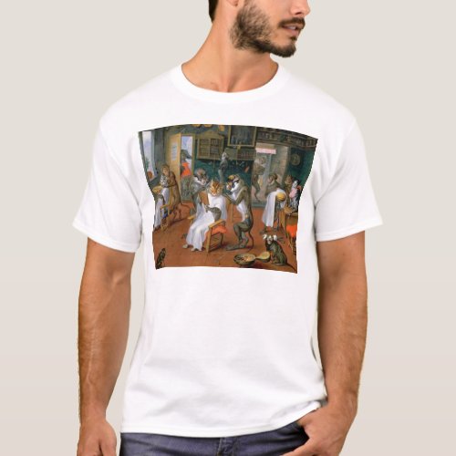 Barbers shop with Monkeys and Cats T_Shirt