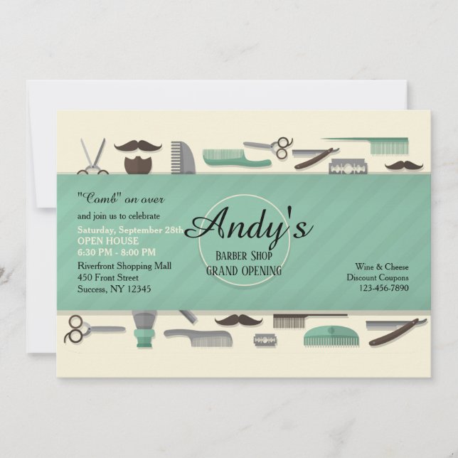 Barber's Tools Invitation (Front)