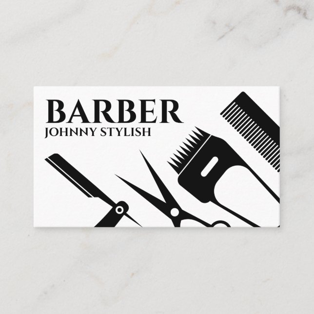 Barbers tools shapes  business card (Front)