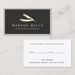 Barbershop Barber Black Straight Razor Appointment Business Card