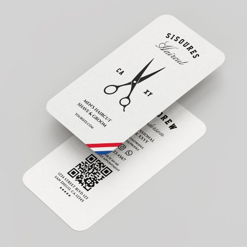 Barbershop Barber Black White Modern  Business Card