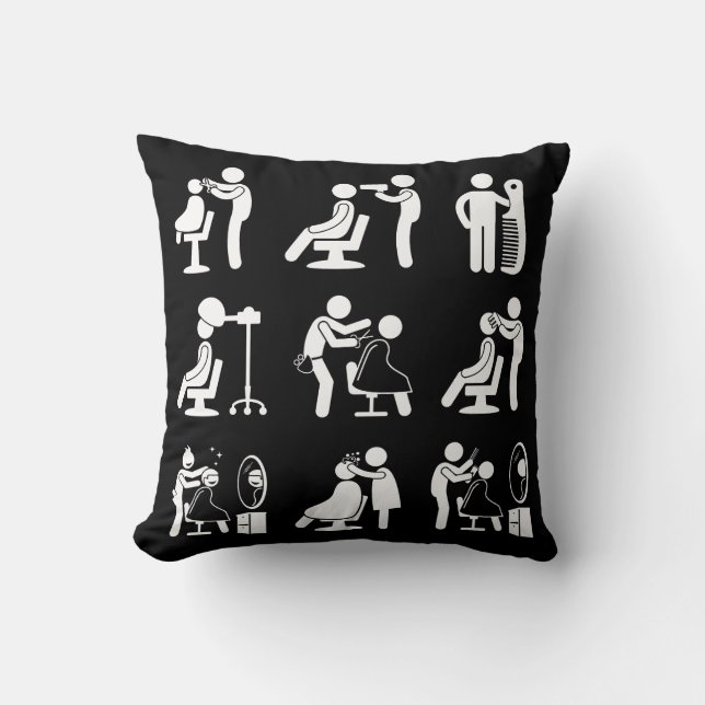 Barbershop Barber & Hairstylist Saloon Routine  Throw Pillow (Front)