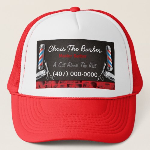 Barbershop Barber pole and clippers Trucker Hat