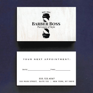 Barbershop Barber Pole Appointment Reminder Wood Business Card