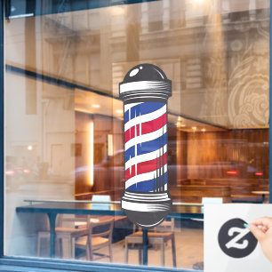 Barbershop Barber Pole Customer Awareness Window Cling