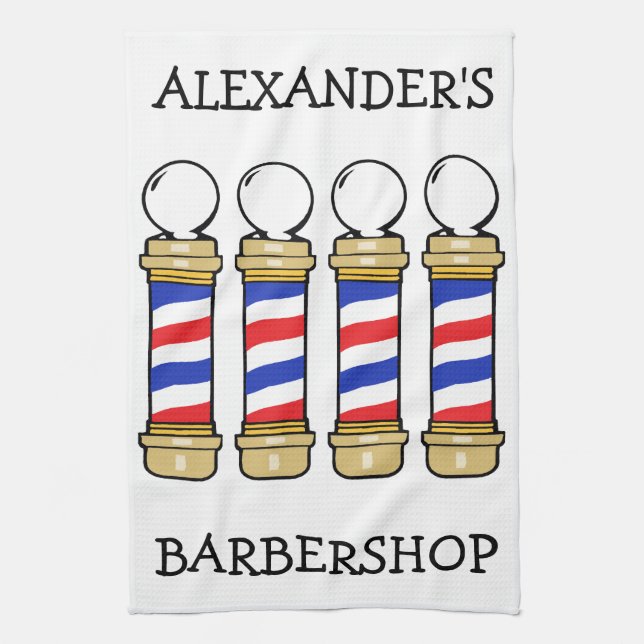 Barbershop Barber Poles Bar Towel Personalize (Vertical)