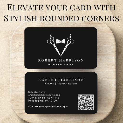 Barber QR Code Black Business Card Zazzle