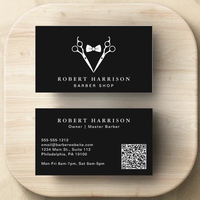 Barber QR Code Black Business Card Zazzle