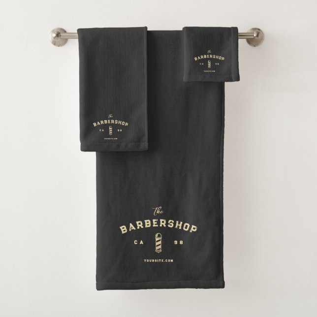 Barbershop Barber's Pole Men's Grooming Bath Towel Set (Insitu)