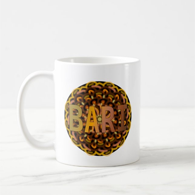 BARBERSHOP BARI MANDALA RETRO 70'S ABSTRACT BLUR  COFFEE MUG (Left)
