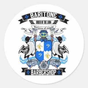 Barbershop Baritone Coat of Arms Classic Round Sticker