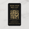 Barbershop Black Gold Barber Haircut QR Code Business Card | Zazzle