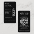 Barbershop Black Silver Barber Haircut QR Code Business Card | Zazzle