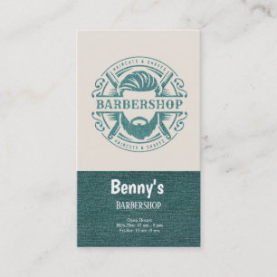 Barbershop blue jeans texture business card
