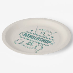 Barbershop blue jeans texture paper plates