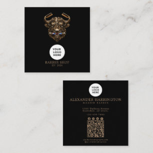 Barbershop Bronze Buffalo Professional Qr Code Square Business Card