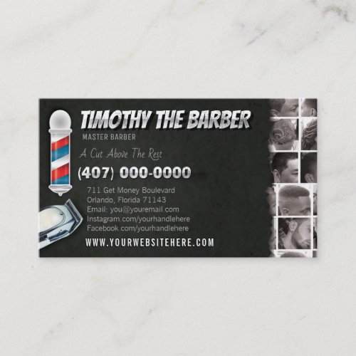 Barbershop Business Card_Barber pole clippers Business Card