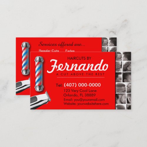 Barbershop Business Card_Barber pole clippers com Business Card