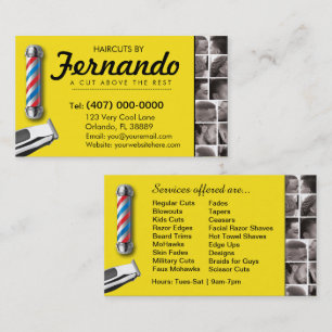 Barbershop Business Card-Barber pole, clippers com Business Card