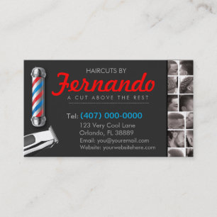 Barbershop Business Card-Barber pole, clippers com Card