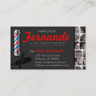Barbershop Business Card-Barber pole, clippers com Card