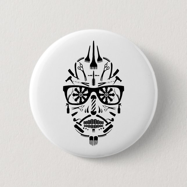 barbershop calavera button (Front)