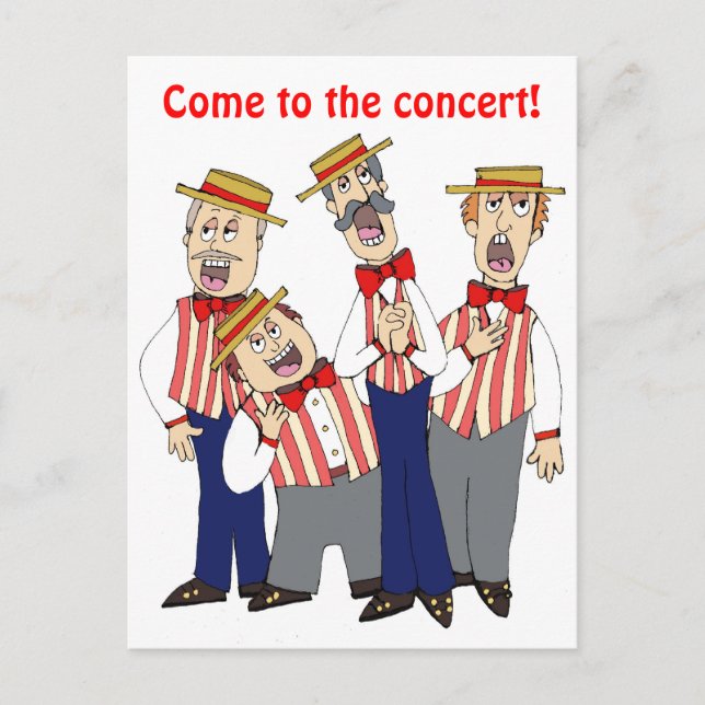 Barbershop Cartoon Quartet Personalize Invitation Postcard (Front)
