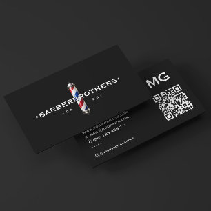 Barbershop Classic Barber Pole Black Elegant  Business Card
