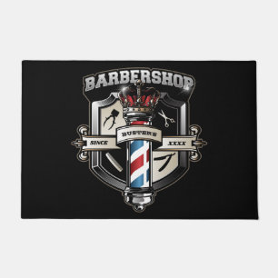 Barbershop Classic Logo Personalize 24" x 36" Doormat