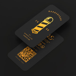 Barbershop Classic Travel Barber Pole Orange Black Business Card