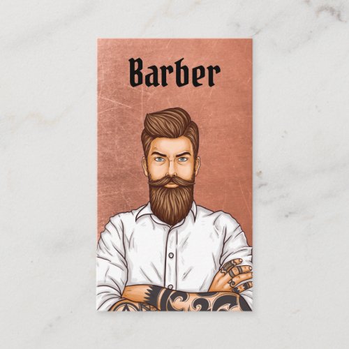 Barbershop Copper Vintage Beard Man Avatar Unique Business Card