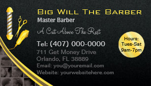barbershop customizable barber pole clippers business card