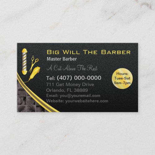 Barbershop Customizable barber pole clippers Business Card