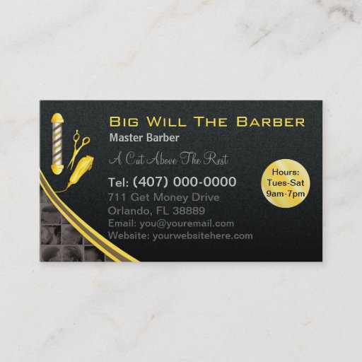 Customizable Barbershop (Customizable barber pole, clippers) Business Card